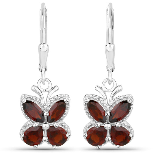 2.60 Carat Genuine Garnet .925 Sterling Silver Earrings