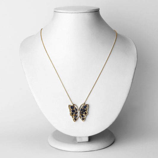 Collar de plata de ley .925 con zafiro azul auténtico de 2,94 quilates y circonita blanca