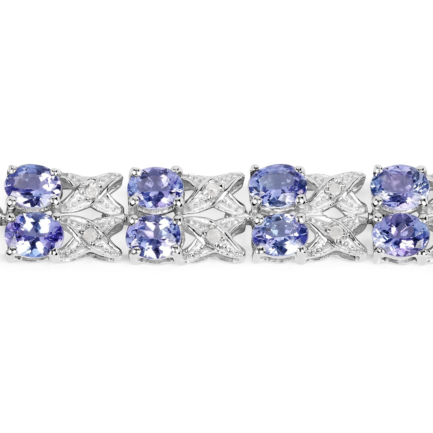 12.24 Carat Genuine Tanzanite and White Topaz .925 Sterling Silver Bracelet