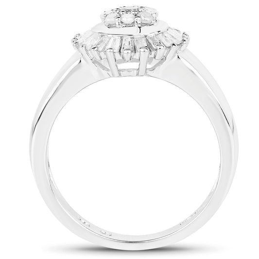 Anillo de plata de ley .925 con diamante blanco auténtico de 0,75 quilates