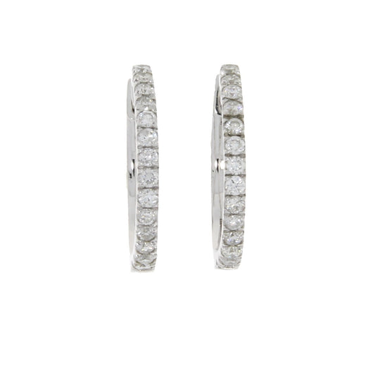 Auténticos pendientes de aro de diamantes de .51 qt en oro blanco de 14 kt
