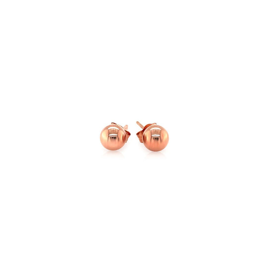 14k Rose Gold Round Stud Earrings (5.0 mm) - view 2