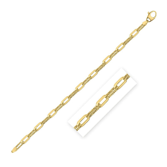Pulsera de cadena de eslabones de oro amarillo de 14k con diamantes (4.00 mm)