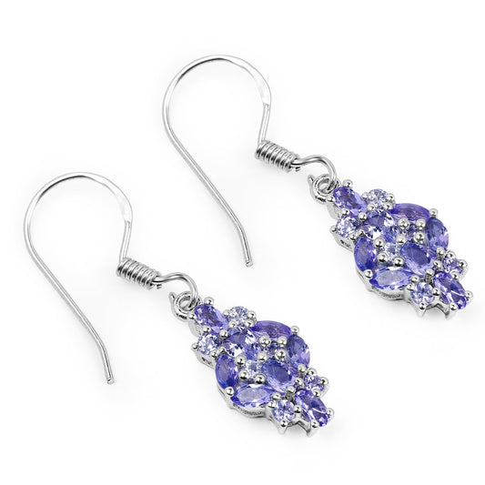 2.04 Carat Genuine Tanzanite .925 Sterling Silver Earrings - view 2