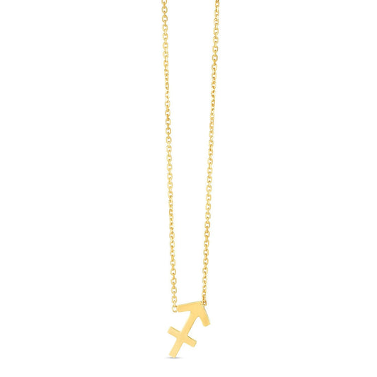 Collar de Sagitario de oro amarillo de 14 quilates