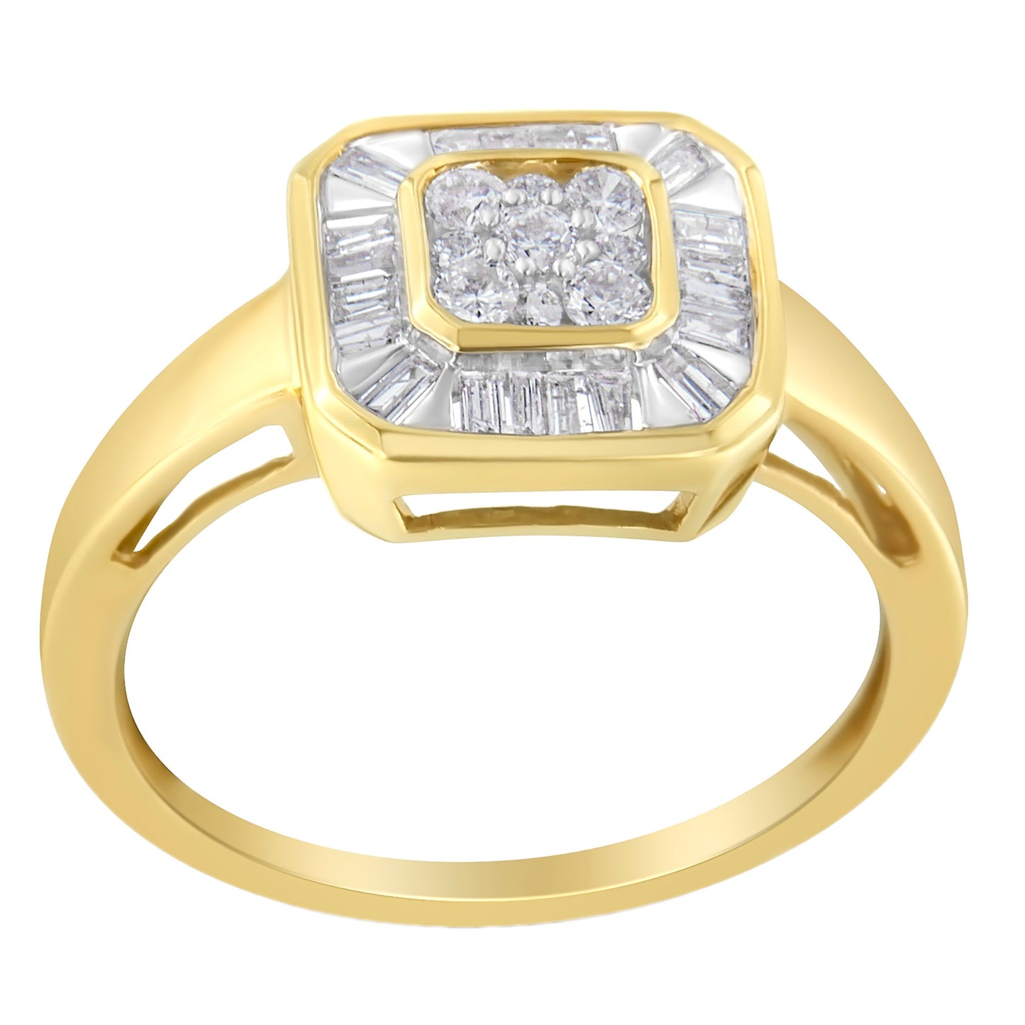 Anillo de cóctel de oro amarillo de 10K con diamantes (1/2 quilate total, color I-J, claridad SI2-I1) - Talla 6