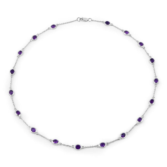 Collar de plata de ley .925 con amatista auténtica de 6.12 quilates
