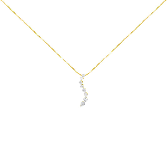 Collar con colgante Journey de oro amarillo de 14k con diamantes de talla baguette y redonda brillante de 3,0 TCW y 45 cm (color I-J, claridad I2-I3)