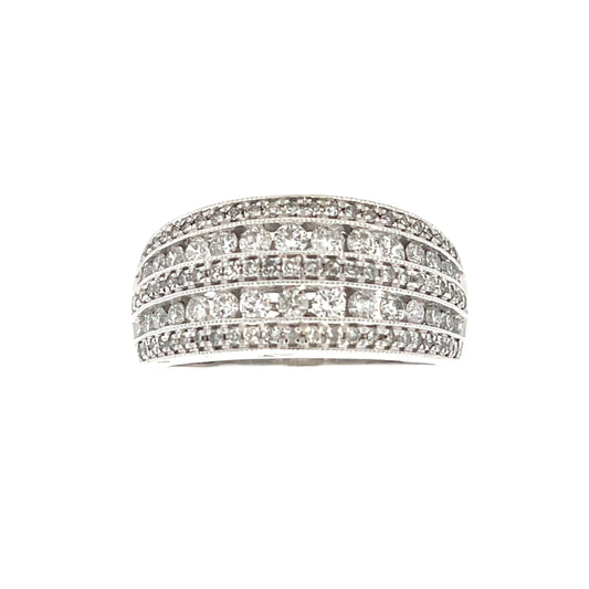 Anillo de boda con diamantes de 1,00 ct en oro blanco de 10 qt