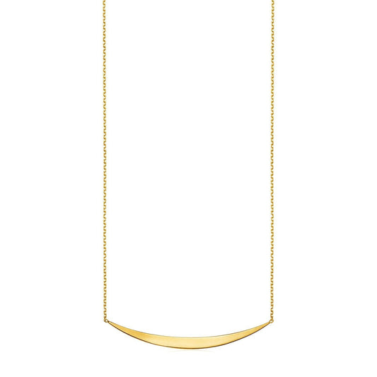 Collar de oro amarillo de 14k con colgante de barra curva pulida