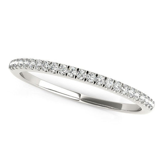 Anillo de boda de diamantes (0,12 ct. de peso total) de oro blanco de 14k con engaste estilo festoneado
