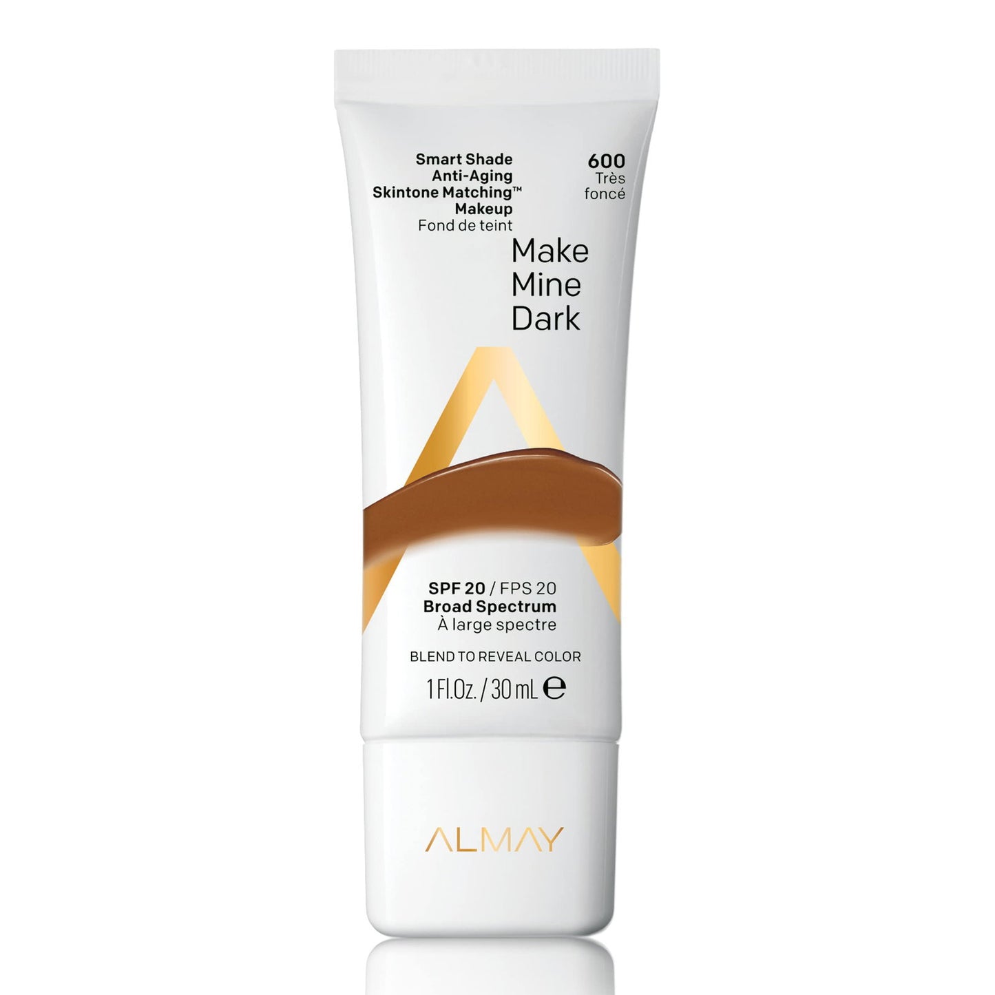 Almay, Smart Shade, Tone-matching, Liquid Foundation, 600, Make Mine Dark, 20 SPF, 30 ml