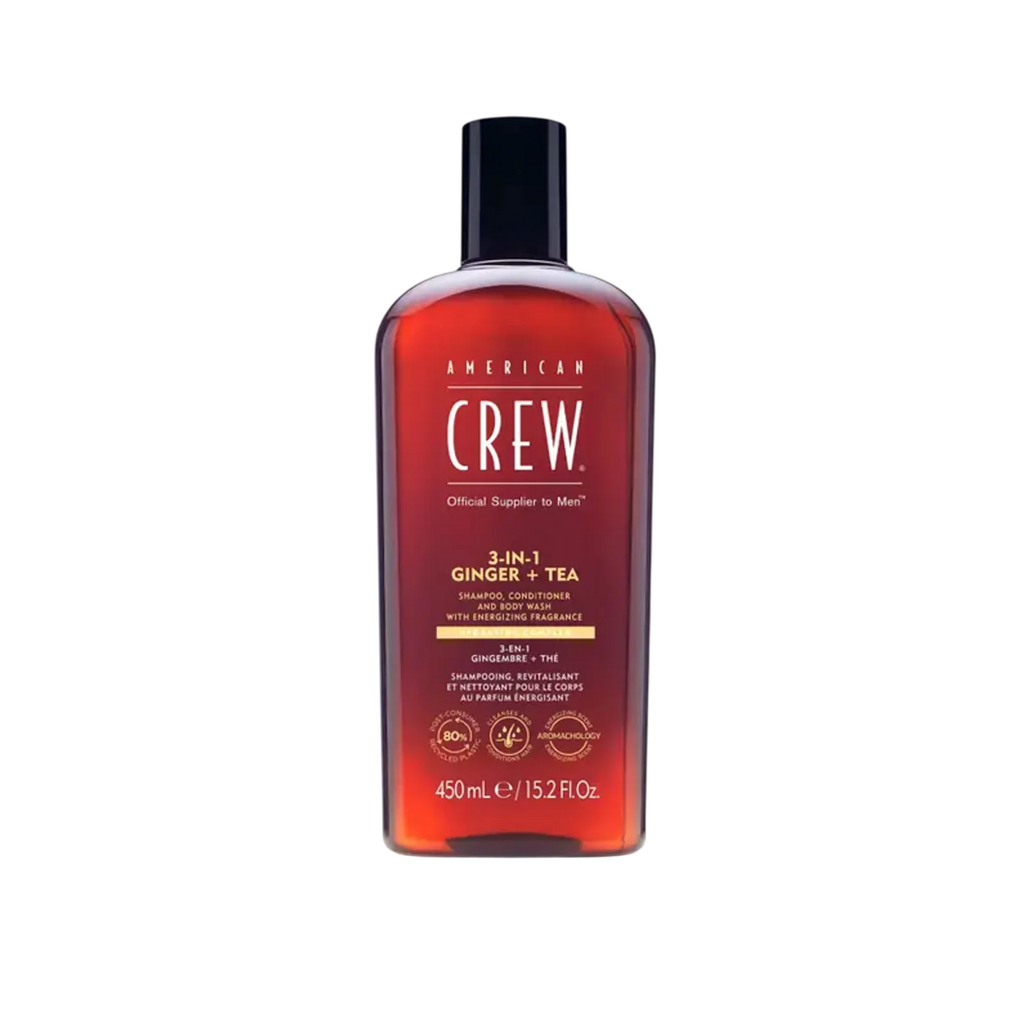 American Crew, 3-In-1 Tea Tree, Ginger, Hair Shampoo, Conditioner & Shower Gel 3-In-1, Cleansing, 450 ml