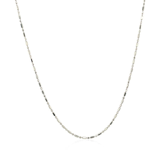 Cadena de Cuentas Talladas con Diamante de Oro Blanco de 14k 1.0mm