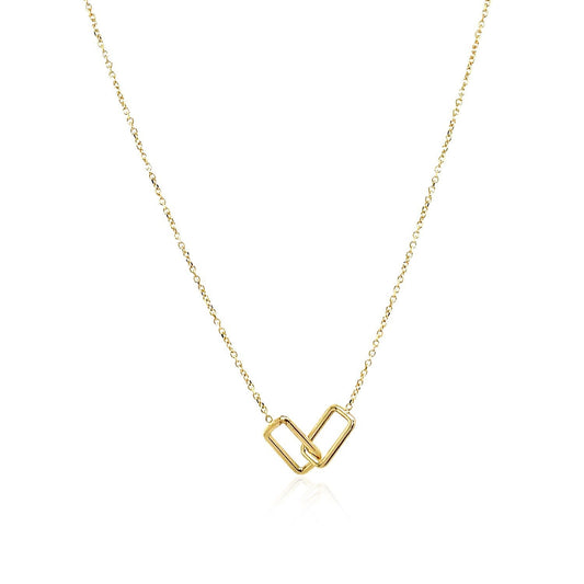 Collar de oro amarillo de 14k con pequeños rectángulos entrelazados