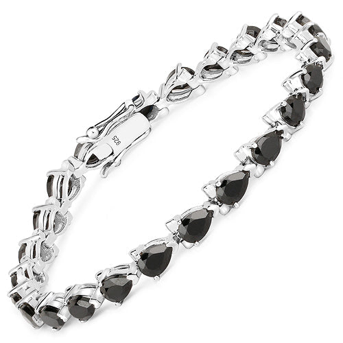 Pulsera de plata de ley 925 con espinela negra auténtica de 14,82 quilates