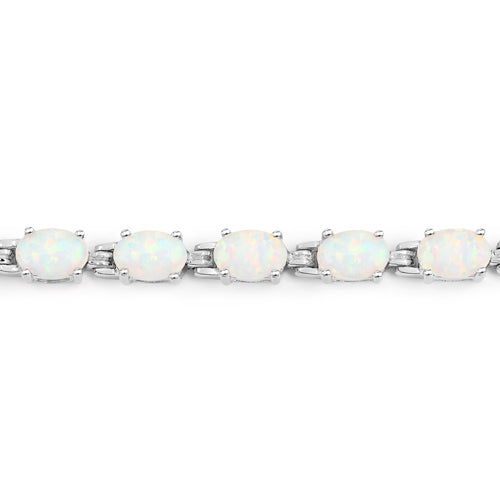 Brazalete de plata de ley .925 con ópalo creado genuino de 3.50 quilates