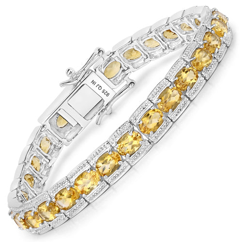 Pulsera de citrino auténtico de 12,47 quilates en plata de ley 925