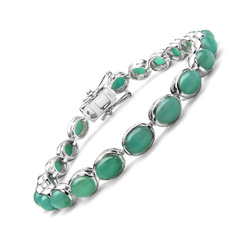 Pulsera de plata de ley .925 con esmeralda auténtica de 23.10 quilates