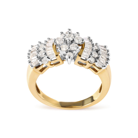 Anillo de oro amarillo de 10K con forma de estrella de diamante de 1,00 Cttw (color H-I, claridad I1-I2) - Talla 7
