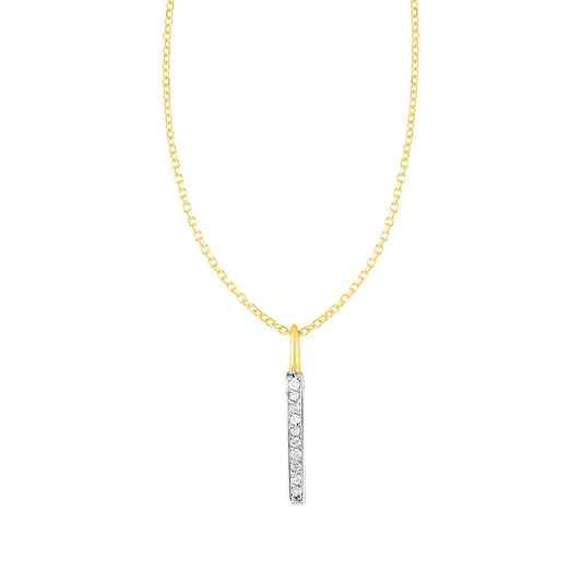Colgante de barra de oro amarillo de 14k con diamantes