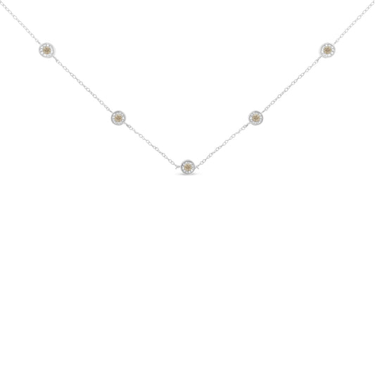 Collar con diamantes engastados en plata de ley (1/2 cttw, color I-J, claridad I1-I2)