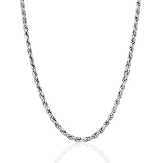 Cadena estilo cuerda de plata esterlina de 3,6 mm con corte de diamante