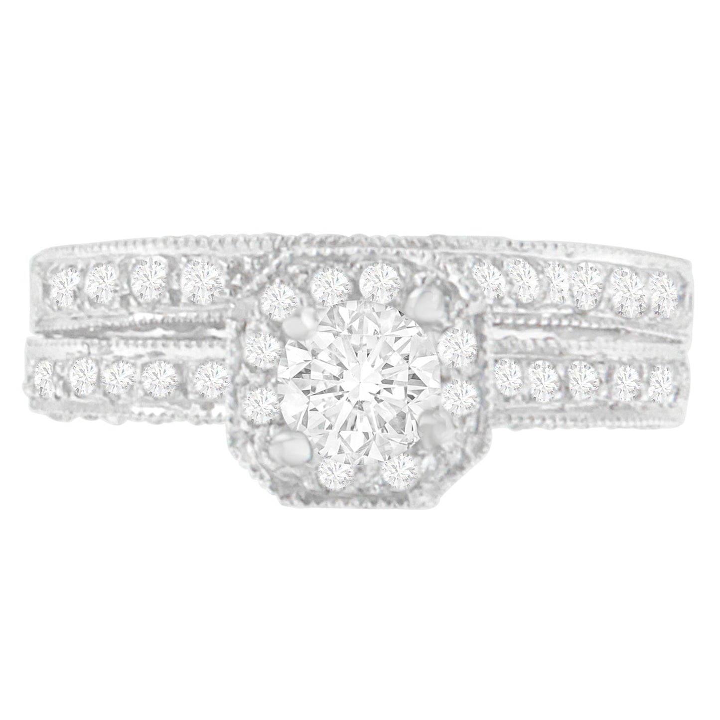 Anillo de oro blanco de 14 quilates con diamante de talla redonda de 1 ct. TDW (G-H, I1-I2)
