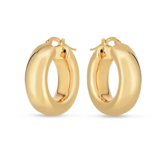 Pendientes de aro medianos inflados de oro amarillo de 14k