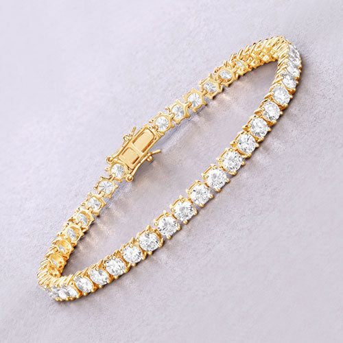 Pulsera de Oro Amarillo de 14K con Diamantes Creados en Laboratorio de 10.00 Quilates