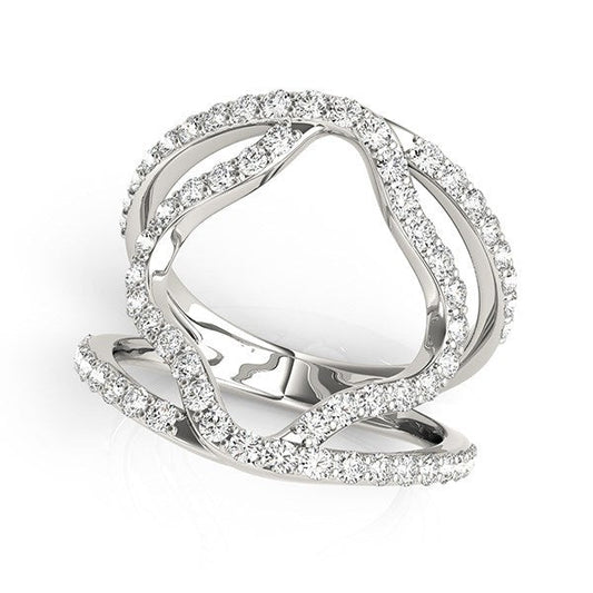 Anillo de banda doble estilo flor de diamante en oro blanco de 14k (5/8 cttw)