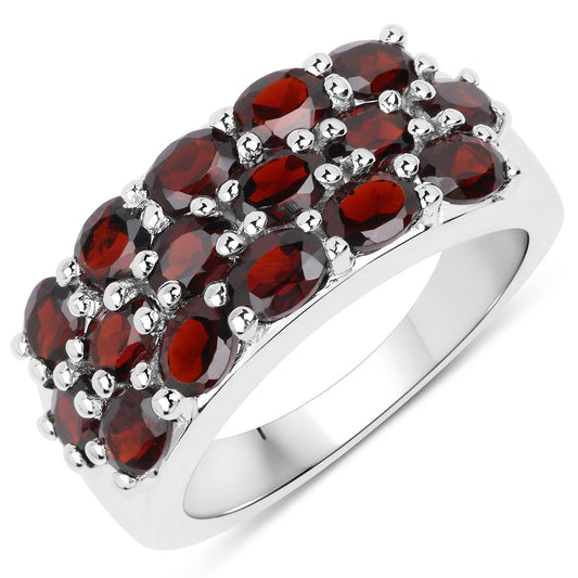 Conjunto de joyas de 3 piezas de plata esterlina .925 con granate genuino de 10,40 quilates (anillo, pendientes y colgante con cadena)