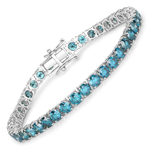 Pulsera de oro blanco de 14K con diamantes azules auténticos de 14,33 quilates