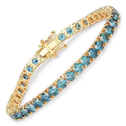 Pulsera de oro amarillo de 14 quilates con diamante azul genuino de 14,33 quilates