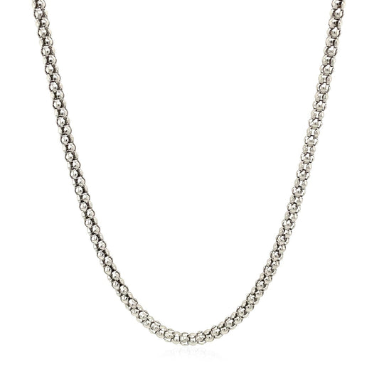 Cadena estilo Popcorn de plata de ley rodiada de 2,5 mm