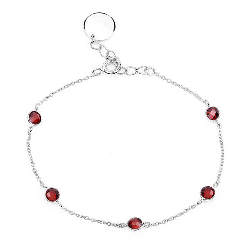 Pulsera de Granate Genuino de 1.50 Quilates de Plata de Ley .925