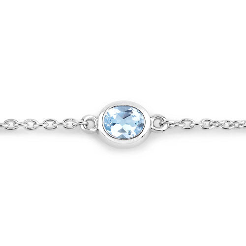 Pulsera de plata de ley .925 con topacio azul genuino de 1,80 quilates