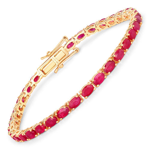 Pulsera de oro amarillo de 10K con rubí auténtico de 9,18 quilates