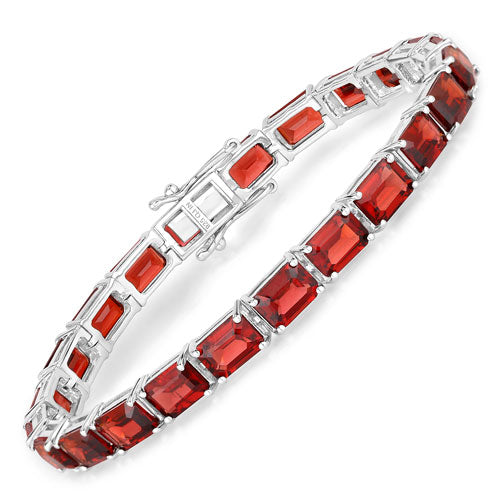 Brazalete de plata de ley .925 con granate auténtico de 27.60 quilates