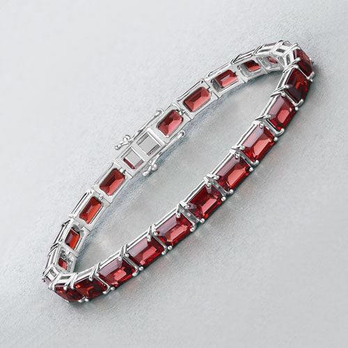 Brazalete de plata de ley .925 con granate auténtico de 27.60 quilates