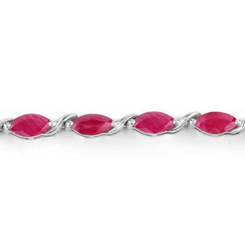 Pulsera de oro blanco de 10K con rubí genuino de 8,00 quilates