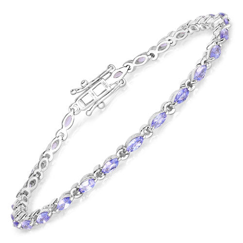 Pulsera de plata de ley .925 con tanzanita auténtica de 3,78 quilates