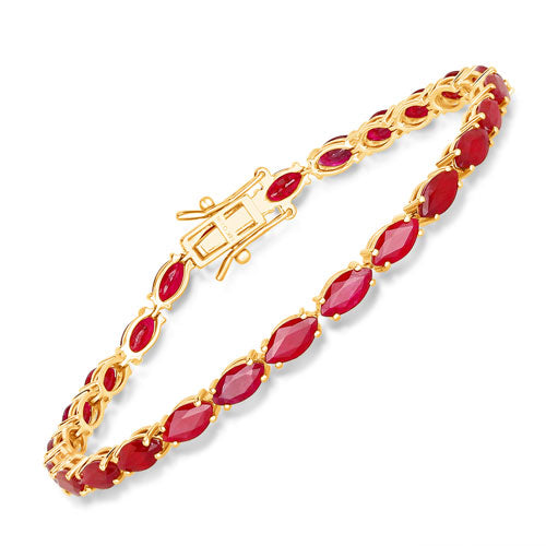 Pulsera de oro amarillo de 14 quilates con rubí auténtico de 9,50 quilates