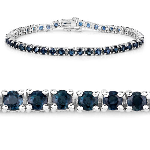 Brazalete de plata de ley .925 con zafiro azul genuino de 12.04 quilates