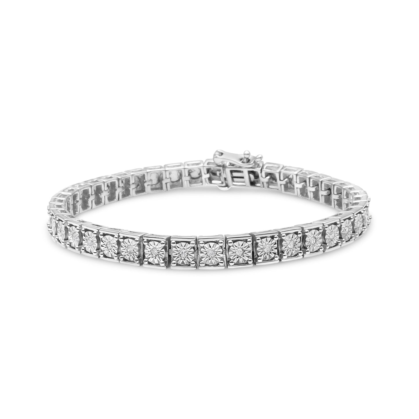 Pulsera de eslabones con diamantes de plata de ley .925 de 1/4 quilates (color I-J, claridad I2-I3) - 7.25"