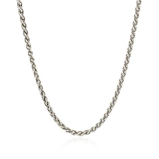 Cadena de trigo de plata de ley rodiada de 2,6 mm