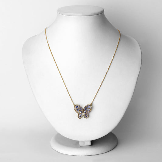 Collar de plata de ley .925 con tanzanita auténtica de 1.86 quilates y circonita blanca