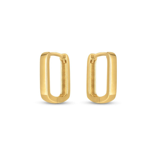 14k Yellow Gold Small Square Huggie Hoops - view 2