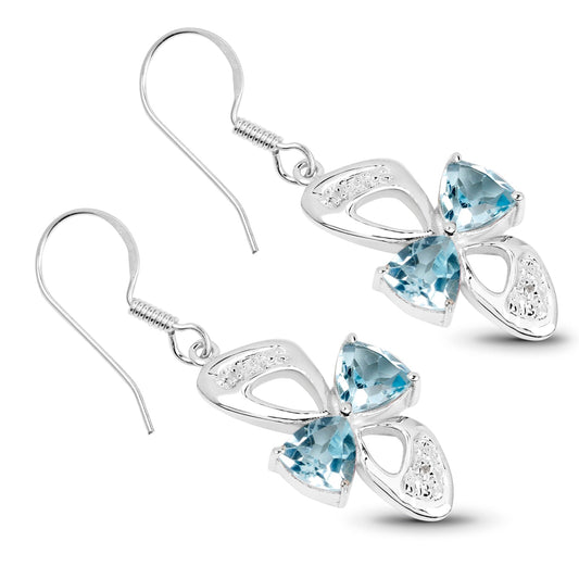 5.06 Carat Genuine Blue Topaz and White Topaz .925 Sterling Silver Earrings - view 2