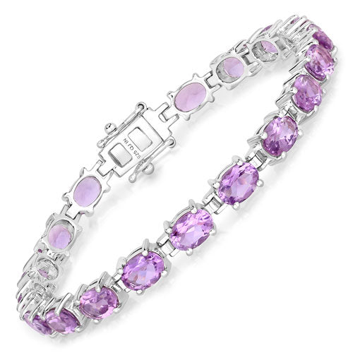 Pulsera de plata de ley .925 con amatista genuina de 14.40 quilates